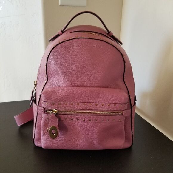 Coach Pink Leather Backpack - Picture 1 of 10